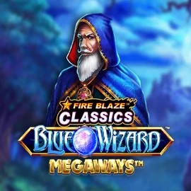 Fire Blaze Blue Wizard Megaways logo by Rarestone Gaming CrownPlay Casino